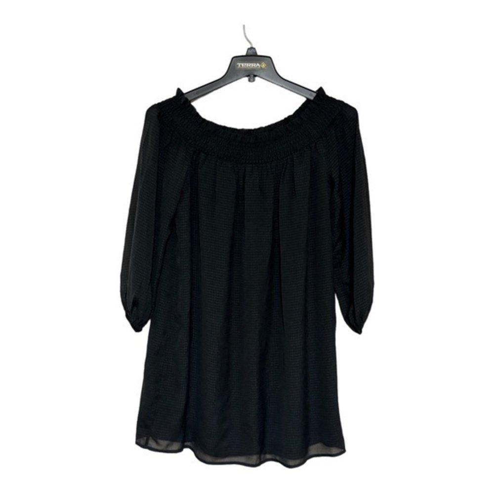 Abercrombie & Fitch Womens Black Chiffon Off Shoulder Peasant Blouse Size XL